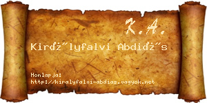 Királyfalvi Abdiás névjegykártya